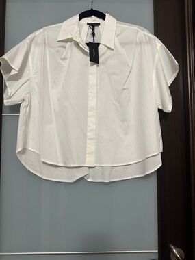 rag & bone White Short-Sleeve Boxy Button-Down Shirt